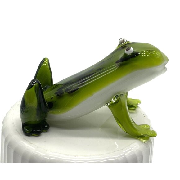 Weirdo Derpy Frog Toad Hand Blown Art Glass Paperweight Very Heavy 6"L x 3.5"H - Picture 2 of 7